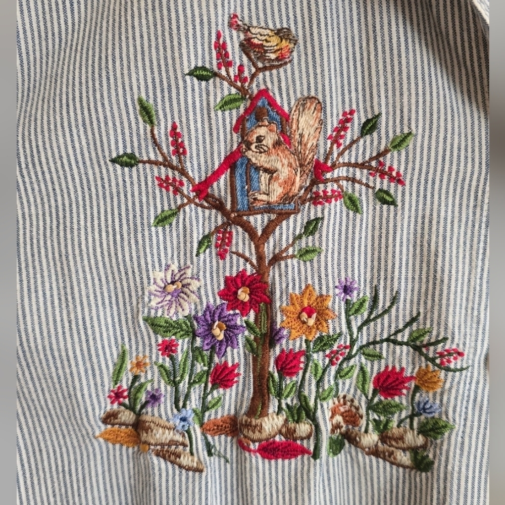 Vintage Victoria Jones Cottagecore Embroidered Spring Button Down. Plus Size 20